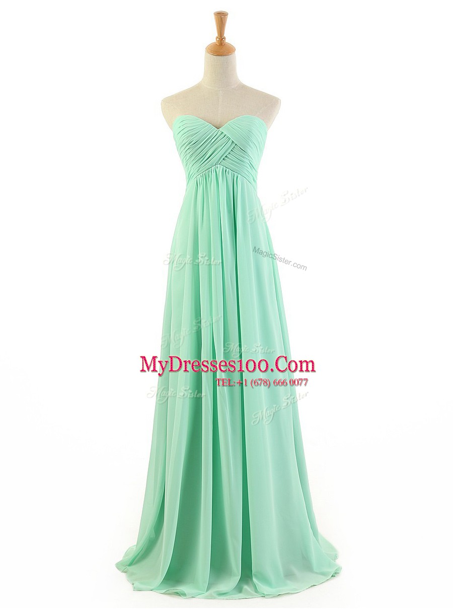 Apple Green Chiffon Zipper Prom Evening Gown Sleeveless Floor Length Ruffles