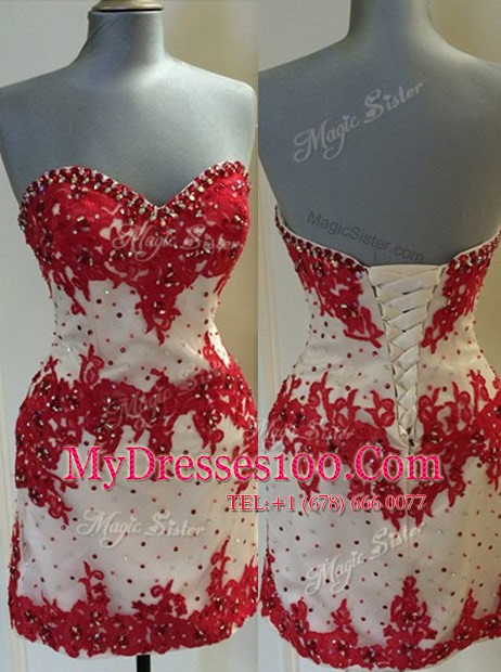 Adorable Sleeveless Appliques Lace Up Club Wear