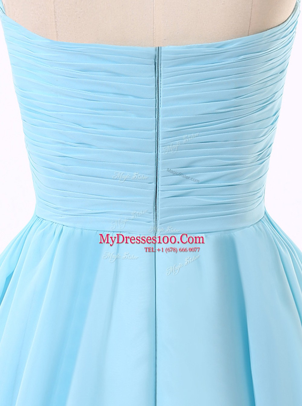 Cheap Sequins Blue Sleeveless Chiffon Zipper Prom Dresses for Prom