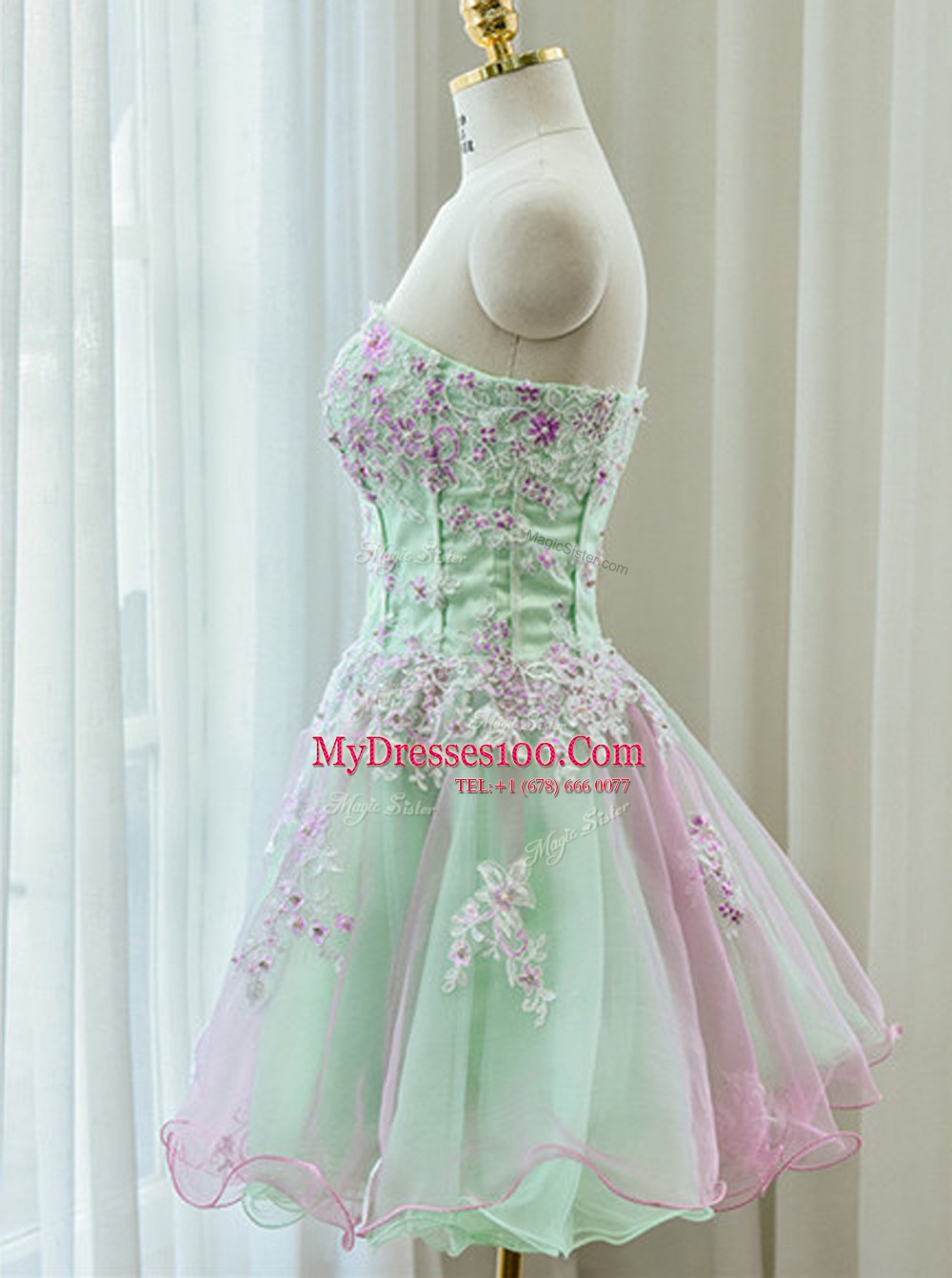 Multi-color Prom and For with Beading and Appliques Strapless Sleeveless Zipper
