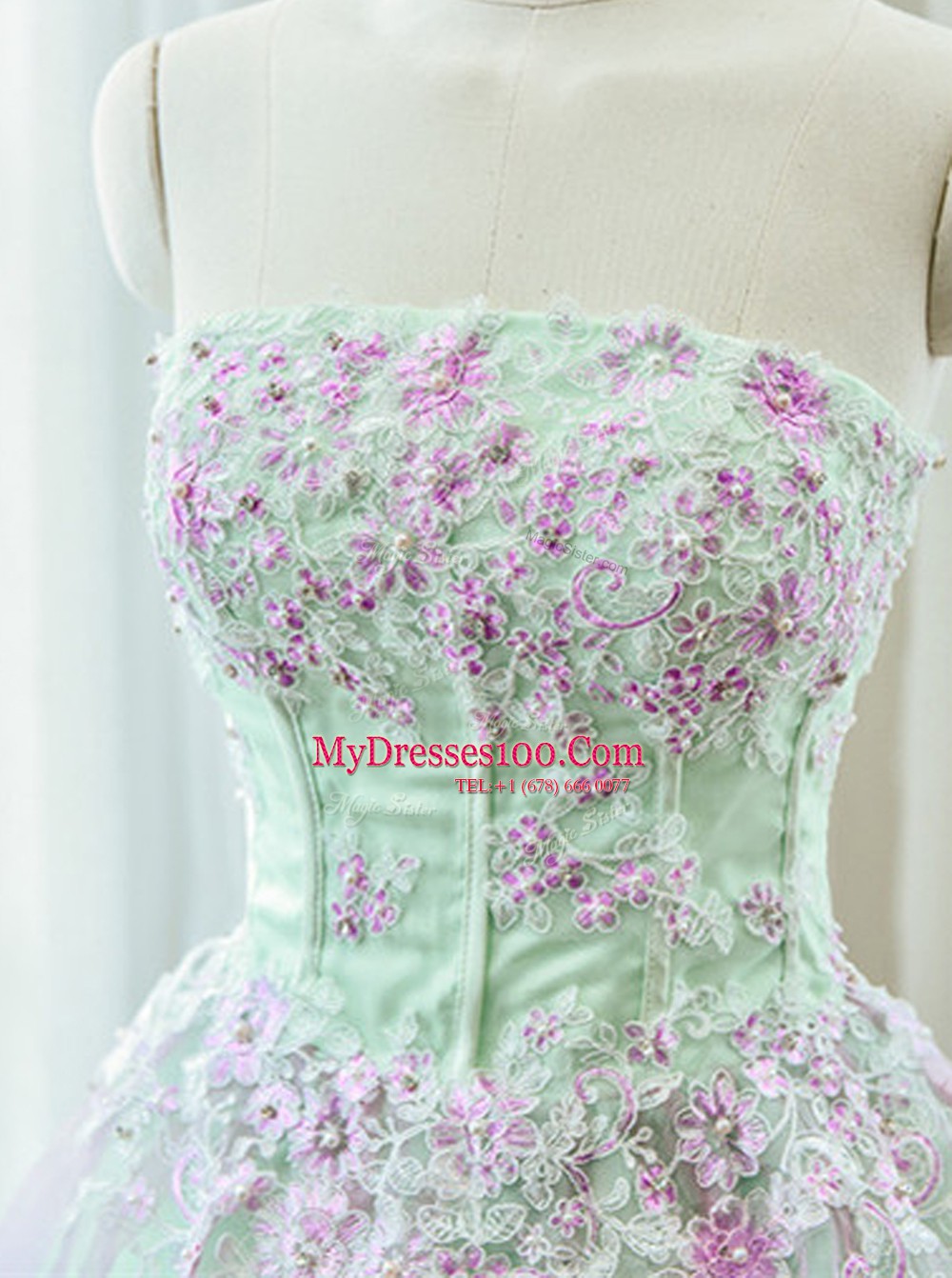 Multi-color Prom and For with Beading and Appliques Strapless Sleeveless Zipper