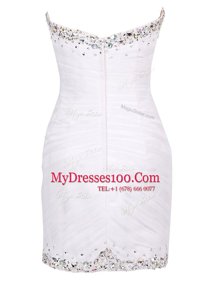 Traditional Column/Sheath Evening Dress White Sweetheart Tulle Sleeveless Mini Length Zipper
