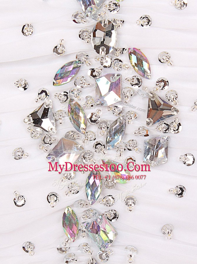Traditional Column/Sheath Evening Dress White Sweetheart Tulle Sleeveless Mini Length Zipper