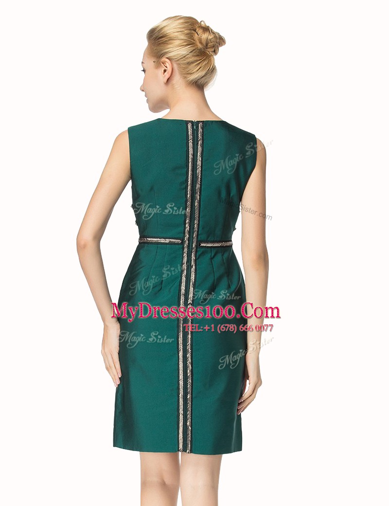 Knee Length Dark Green Going Out Dresses Bateau Sleeveless Zipper