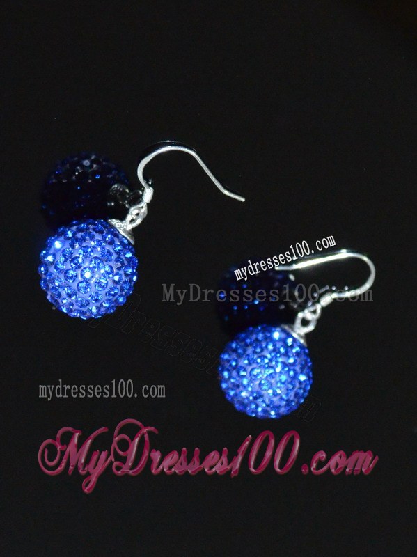 Blue Round Rhinestone Brand New Earrings