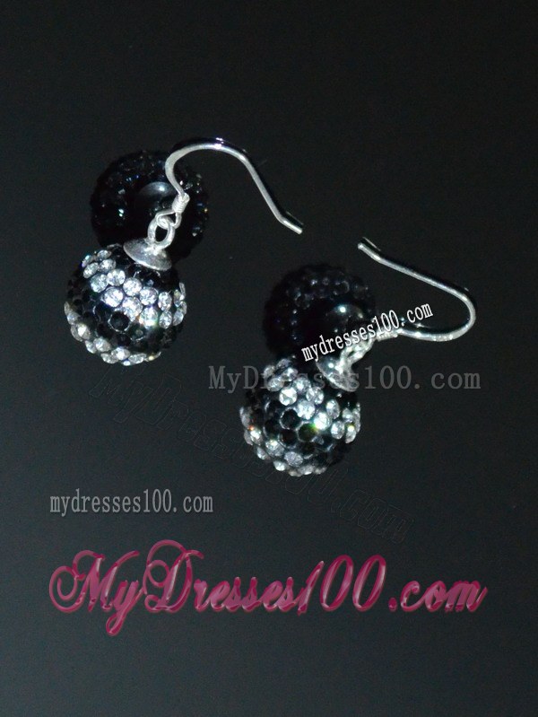 Popular Rhinestone Round Black and White Earrings