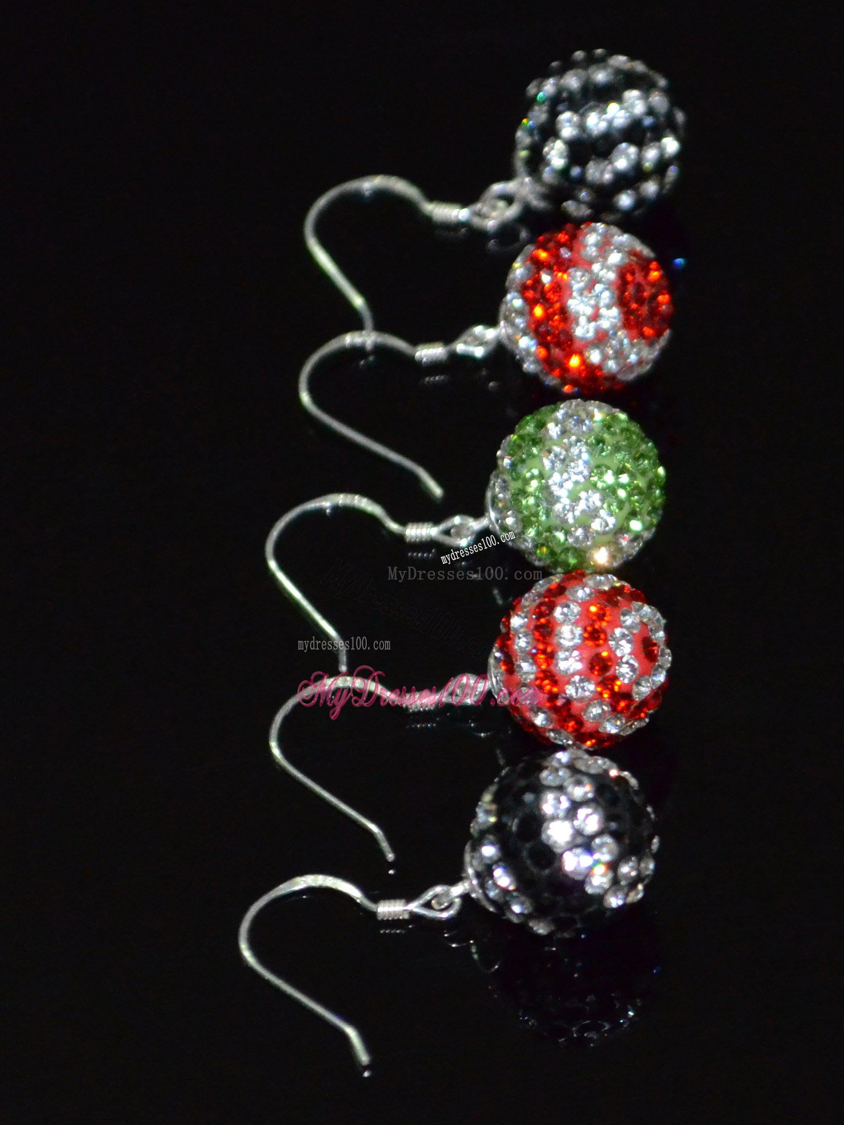 Round Luxurious Rhinestone Black and White Earrings