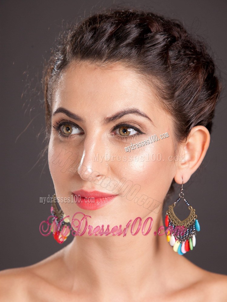 Shining Alloy Multi-color Chandelier Drop Earrings