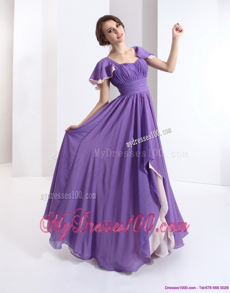 2016 Gorgeous Mother of The Bride Dress with Ruching and Cap Sleeves