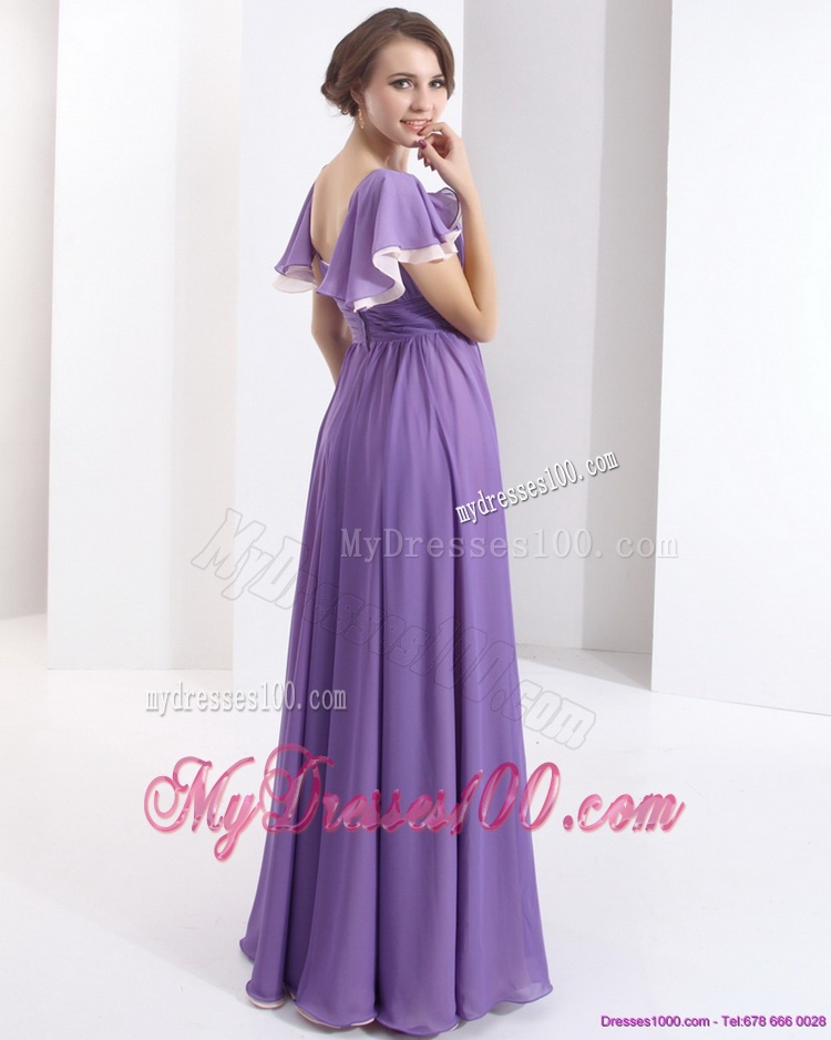 2016 Gorgeous Mother of The Bride Dress with Ruching and Cap Sleeves