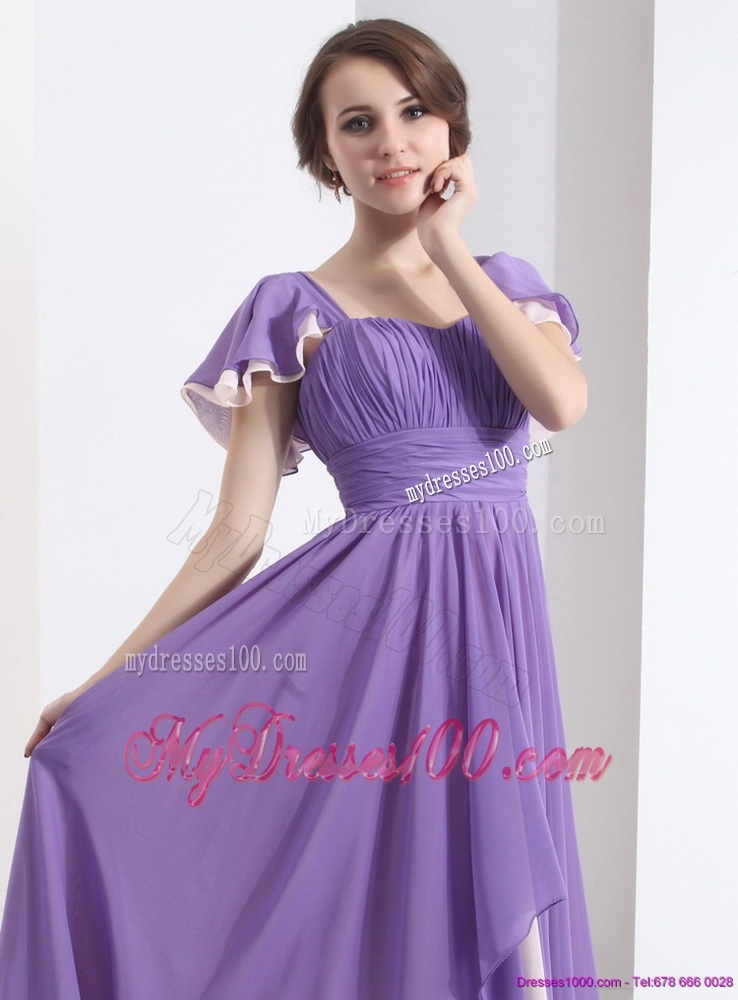 2016 Gorgeous Mother of The Bride Dress with Ruching and Cap Sleeves