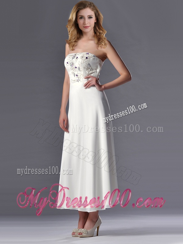 Beautiful Applique with Beading White Mother of The Bride Dress in Tea Length