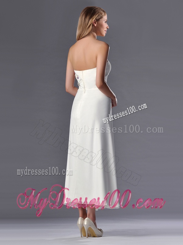 Beautiful Applique with Beading White Mother of The Bride Dress in Tea Length