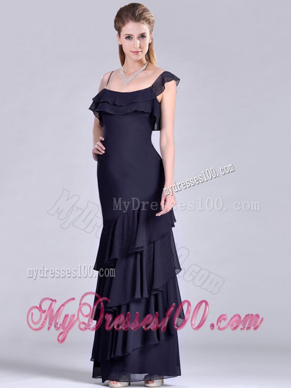 Best Selling Asymmetrical Ankle Length Mother of The Bride Dress with Ruffled Layers