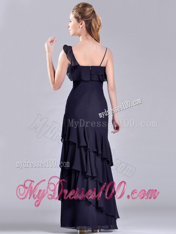 Best Selling Asymmetrical Ankle Length Mother of The Bride Dress with Ruffled Layers