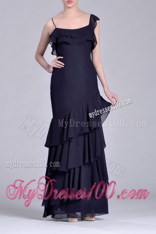 Best Selling Asymmetrical Ankle Length Mother of The Bride Dress with Ruffled Layers