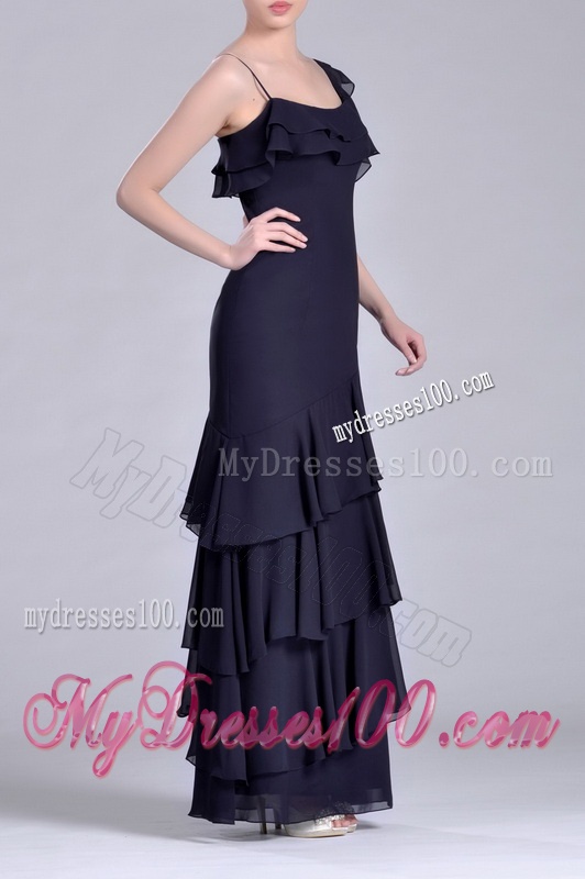 Best Selling Asymmetrical Ankle Length Mother of The Bride Dress with Ruffled Layers