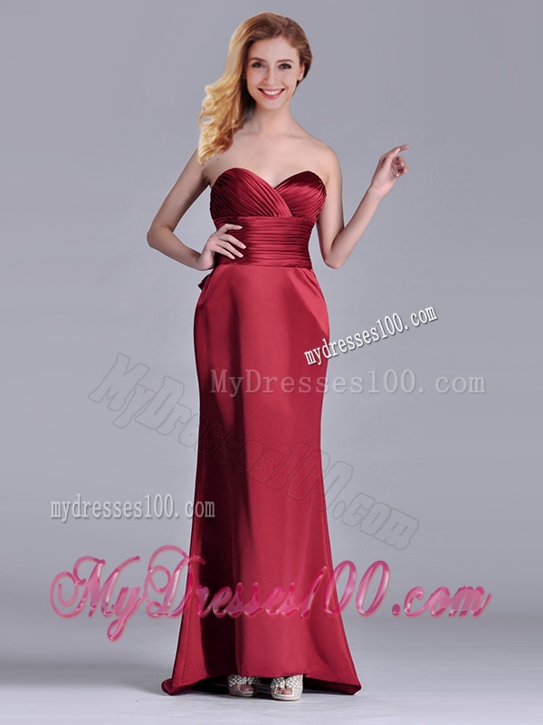 Fashionable Column Sweetheart Wine Red Mother of The Bride Dress with Brush Train