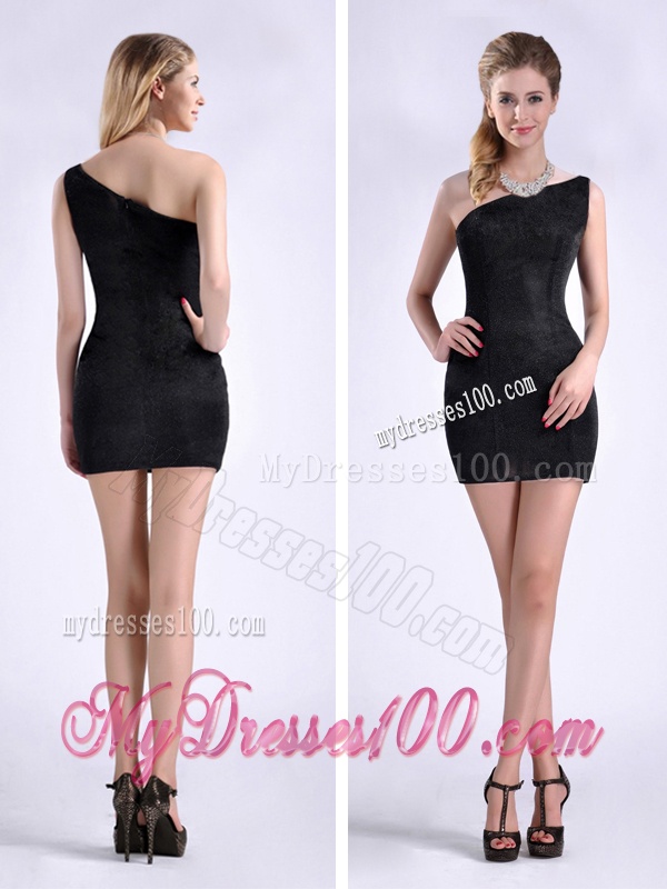 New Style Black One Shoulder Column Mother of The Bride Dress with Zipper Up