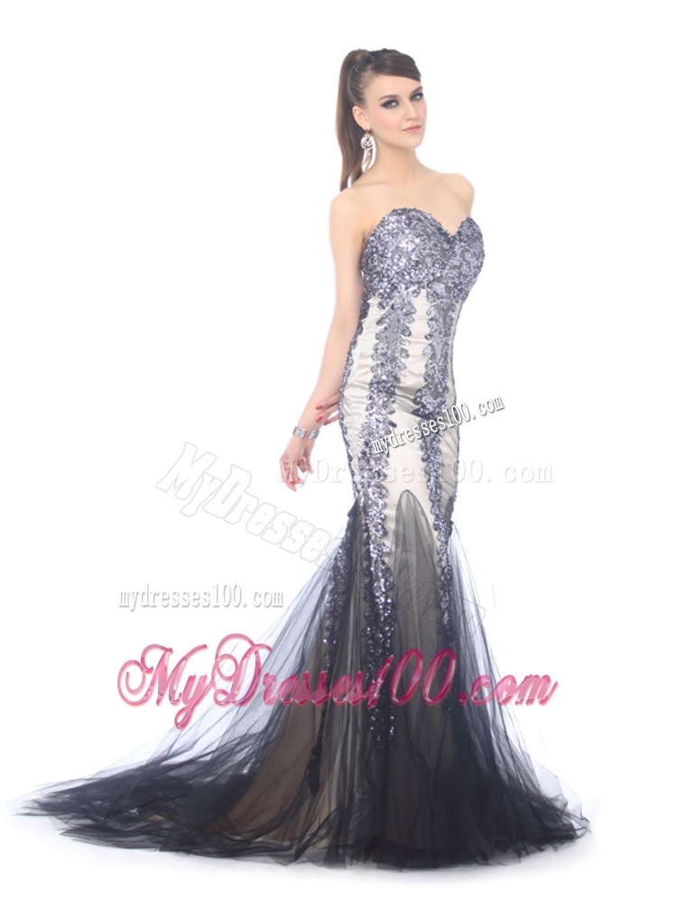 Elegant 2016 Beaded Sweetheart Mermaid Evening Dress with Brush Train