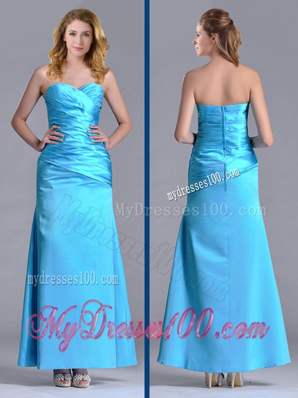 New Arrivals Sweetheart Aqua Blue Ankle Length Evening Dress in Taffeta