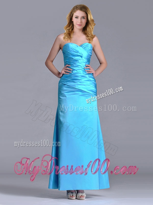 New Arrivals Sweetheart Aqua Blue Ankle Length Evening Dress in Taffeta
