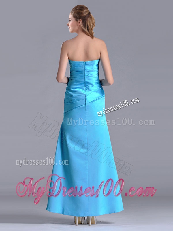 New Arrivals Sweetheart Aqua Blue Ankle Length Evening Dress in Taffeta