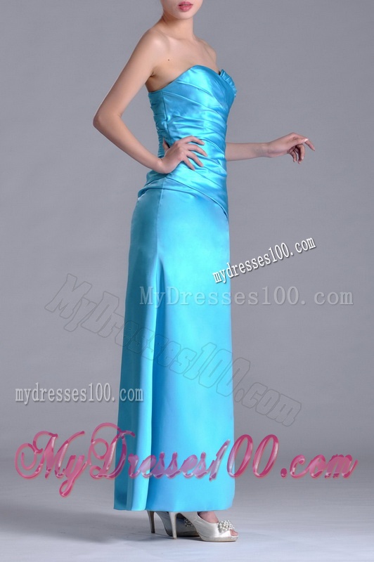 New Arrivals Sweetheart Aqua Blue Ankle Length Evening Dress in Taffeta
