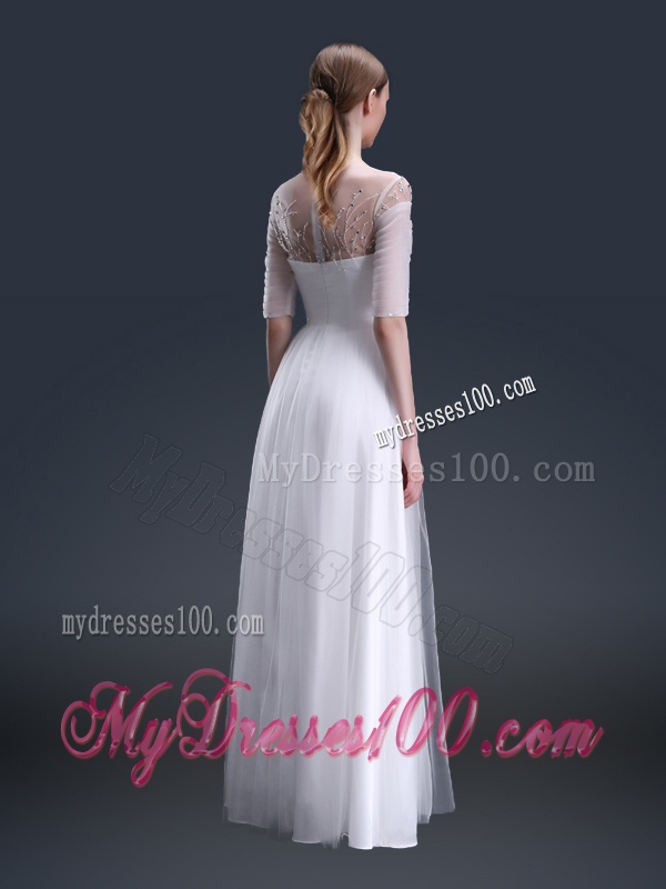 Popular Off the Shoulder Half Sleeves Evening Dresses with Beading