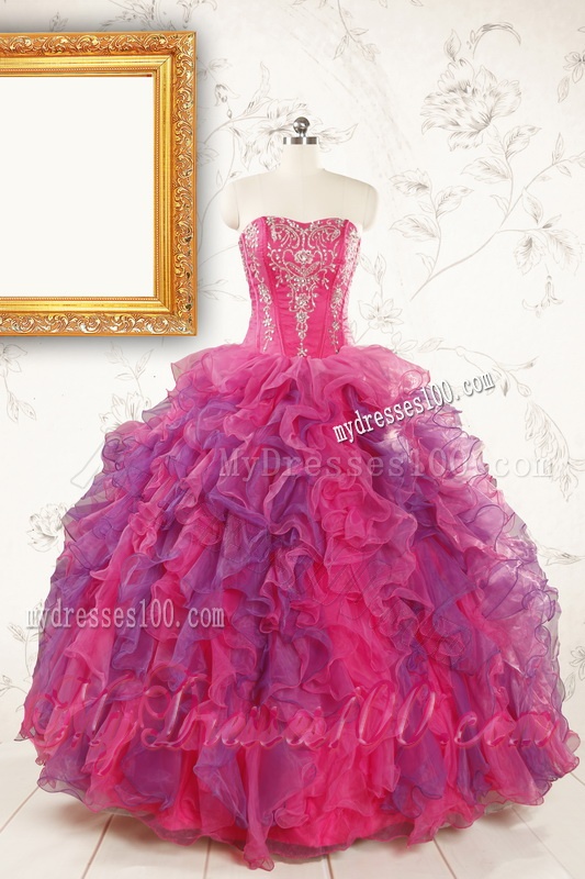 2016 Beautifull Multi Color Quinceanera Dresses with Appliques and Ruffles