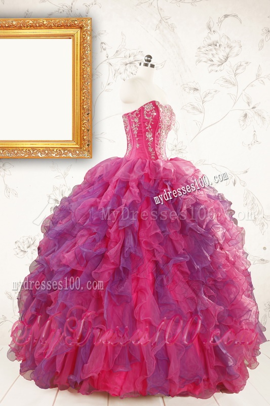 2016 Beautifull Multi Color Quinceanera Dresses with Appliques and Ruffles