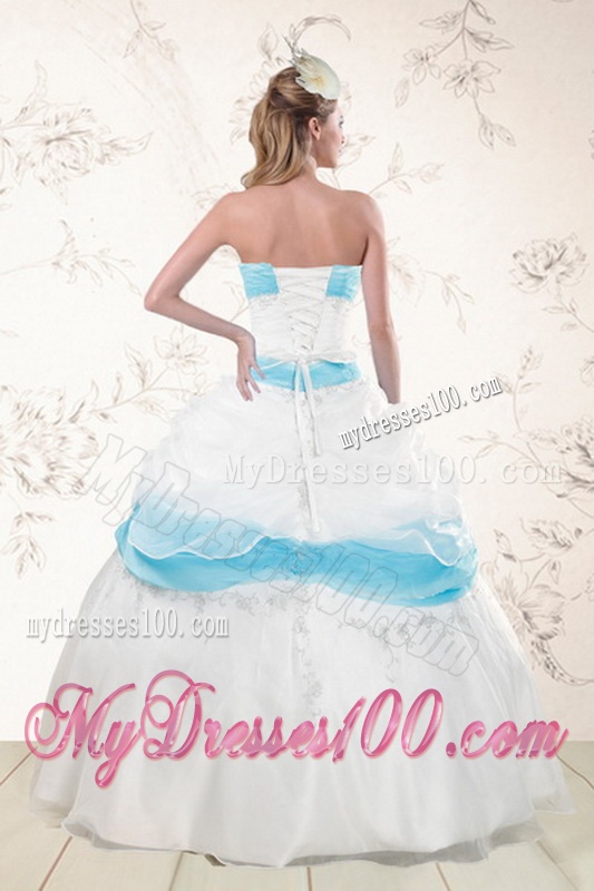 2016 Cheap Strapless Floor Length Sweet 16 Dresses with Appliques