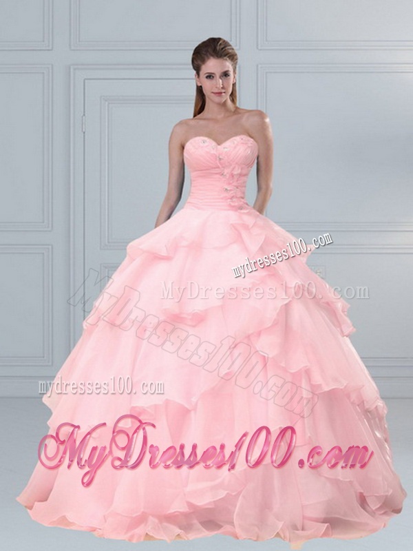 2016 Cute Sweetheart Beaded Quinceanera Dresses with Ruffled Layers