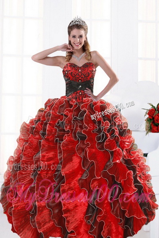 2016 Modern Multi Color Beading and Ruffles Quinceanera Dresses