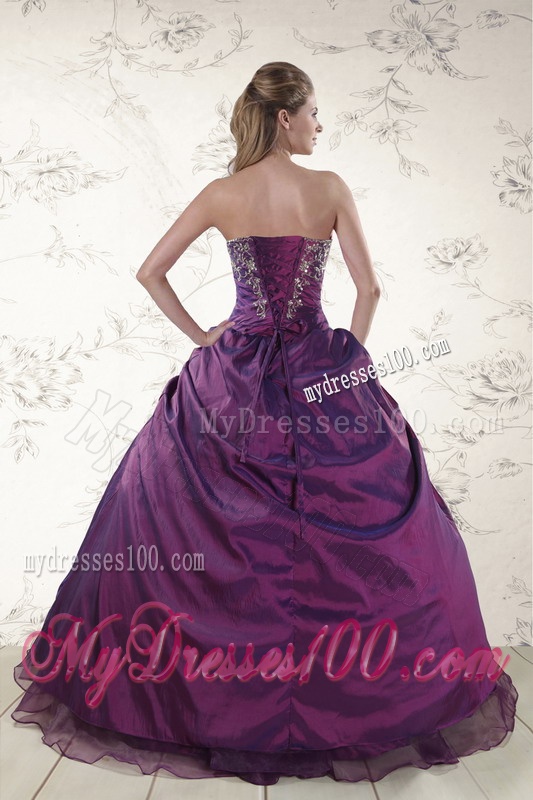 2016 Modern Purple Sweetheart Appliques Quinceanera Dresses