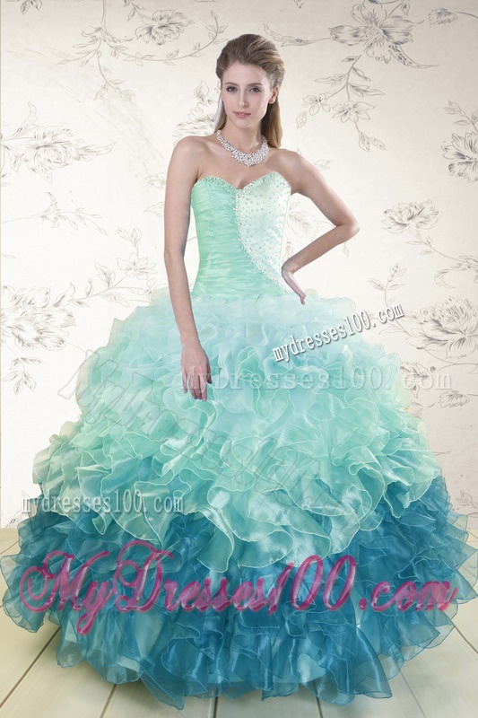 2016 Prefect Multi Color Quinceanera Dresses with Beading and Ruffles