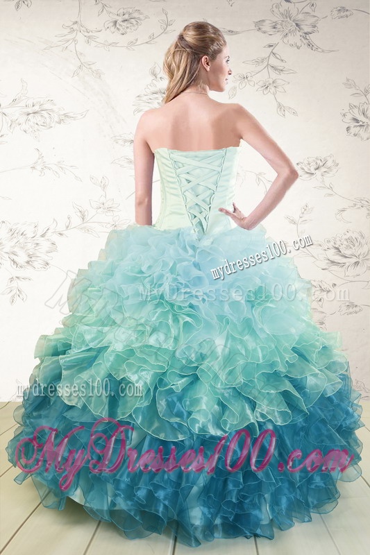 2016 Prefect Multi Color Quinceanera Dresses with Beading and Ruffles