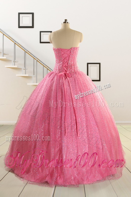 2016 Pretty Strapless Quinceanera Dresses in Rose Pink