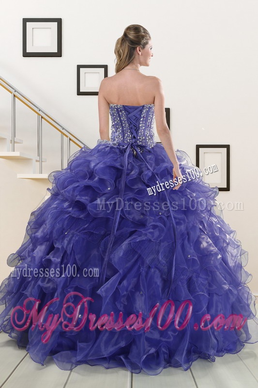 2016 Pretty Sweetheart Purple Quinceanera Dresses with Beading and Ruffles