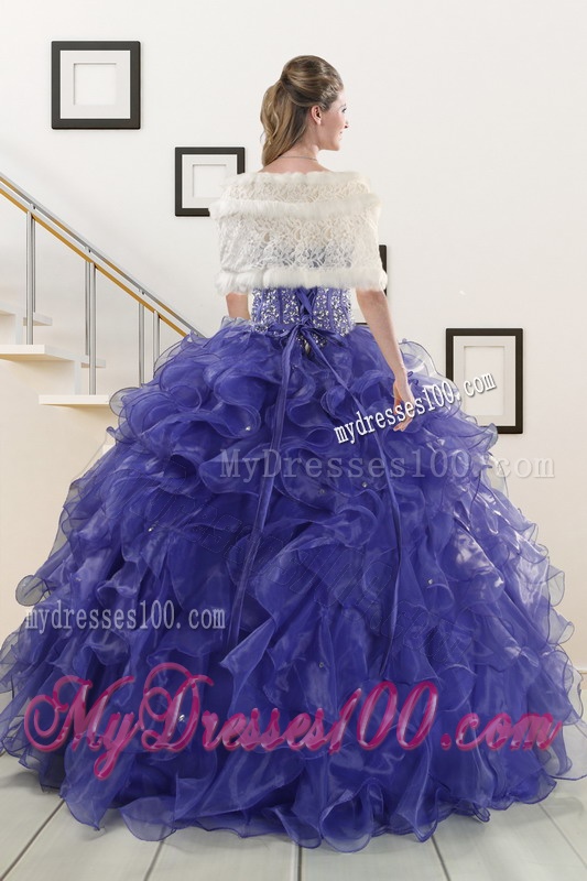 2016 Pretty Sweetheart Purple Quinceanera Dresses with Beading and Ruffles