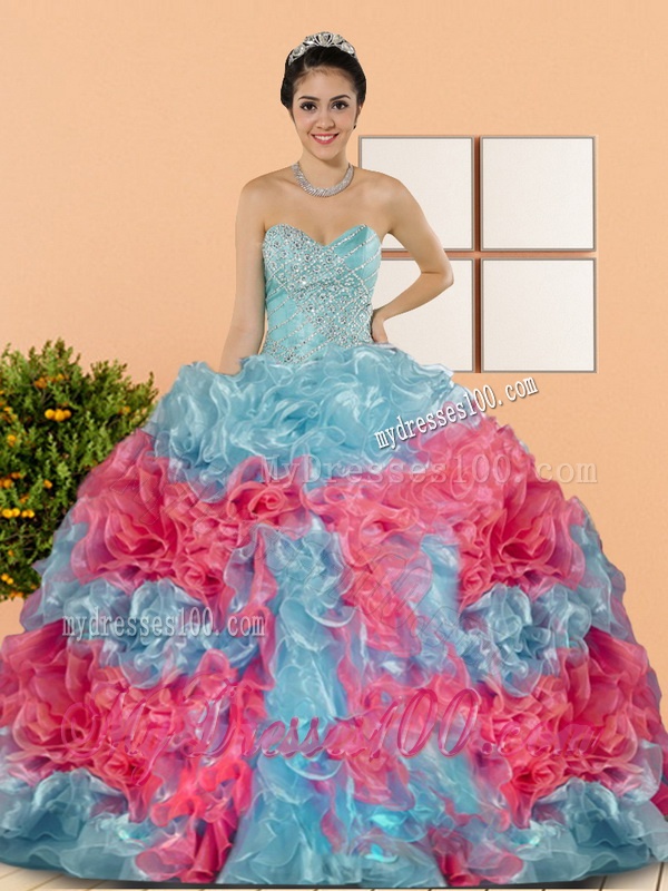 Affordable Multi Color 2016 Sweet 15 Dresses with Beading and Ruffles