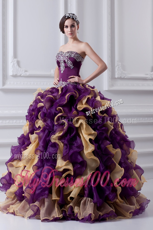 Beautiful Ball Gown Multi Colored Sweetheart 2016 Quinceanera Dress with Beading