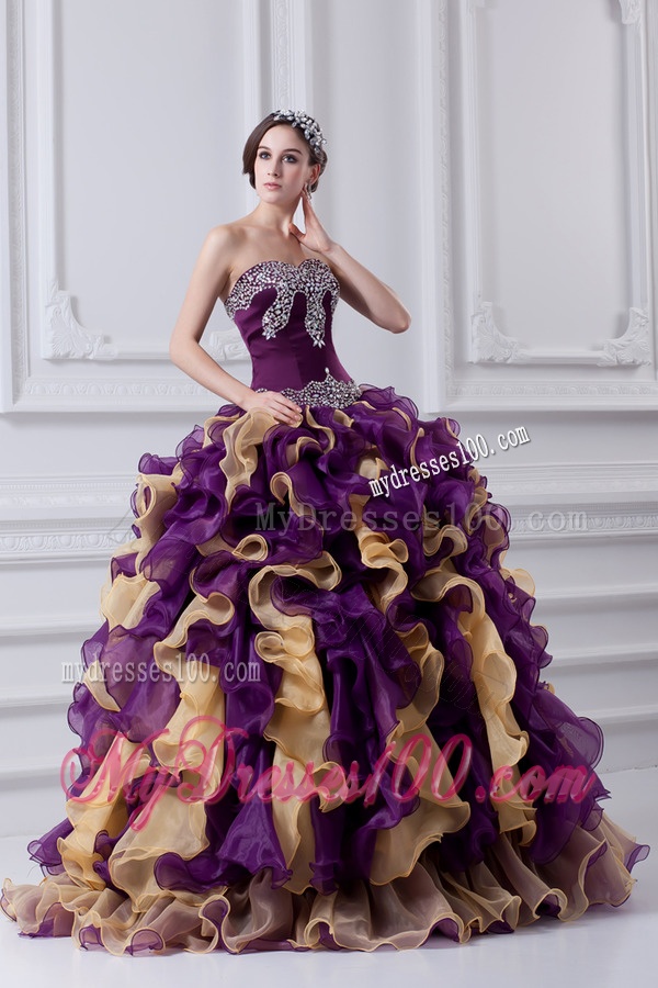 Beautiful Ball Gown Multi Colored Sweetheart 2016 Quinceanera Dress with Beading