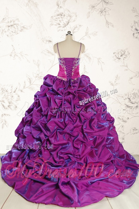 Classic Ball Gown Embroidery Court Train Quinceanera Dresses in Purple