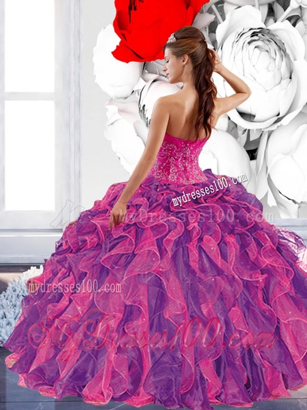 Colorful Sweetheart 2016 Quinceanera Dress with Appliques and Ruffles