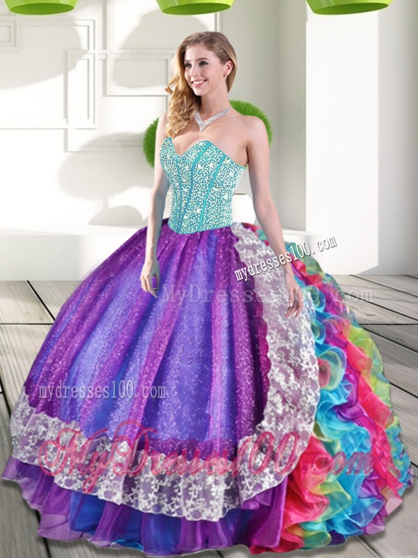 Elegant Sweetheart Multi Color Quinceanera Dresses with Beading and Ruffles