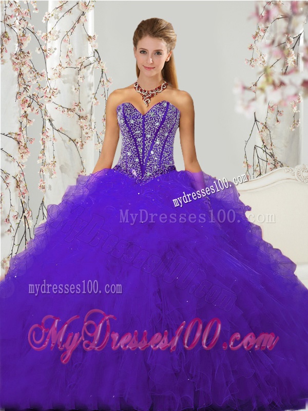 Exquisite Purple Sweet 16 Dresses with Beading and Ruffles