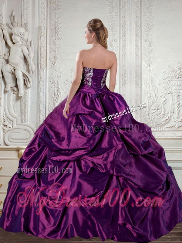 Floor Length Strapless Embroidery and Pick Up Quinceanera Gown for 2016