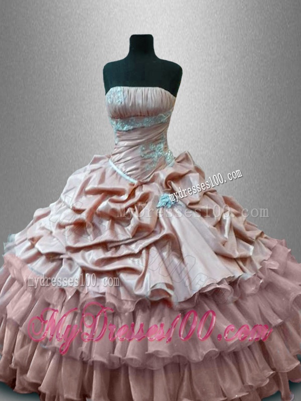 Luxurious Strapless Quinceanera Gowns with Ruffled Layers