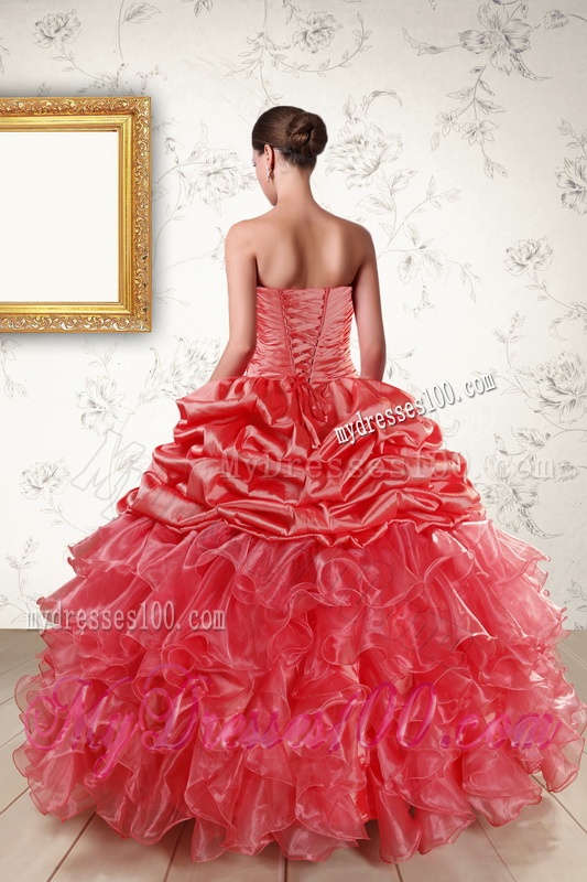 Luxurious Sweetheart Appliques Quinceanera Dresses in Watermelon